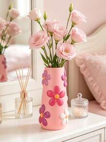 Pastel Flower Resin Vase, Colorful Floral Bud Vase, Cute Decorative Flower Vase For Pampas Grass, Dried Flowers & Small Plants, Aesthetic Home Decor, Boho Room Decor, Shelf Decor, Table Centerpiece, Living Room, Bedroom, Housewarming Gift - 1PC - View 9