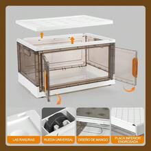 4pcs Storage Boxes, 160L Foldable Stackable Plastic Storage Box, Stackable Closet Organizers, Clear Plastic Storage Box With Lid And Door - Multicolor - View 4