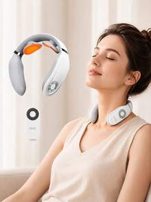 SKG 4098E Portable Neck Massager With Heat And Remote Control, Cordless Rechargeable Electric Pulse Massager, 3 Modes, 15 Intensity Levels For Home, Office And Travel, Gift For Women And Men - View 2