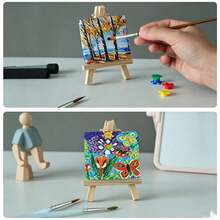 1pc Mini Desktop Easel, Wooden Folding Oil Painting Board, Triangular Support Stand For Sketching, Kids - White - View 1