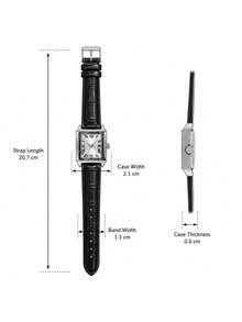 1pc Women's Luxury Fashion Square Dial Black PU Leather Quartz Watch, Minimalist Casual Dress Wristwatch, Elegant Quartz Dress Watch For Daily Wear, Ideal Gift For Girlfriend, Wife And Mother, Fashion Minimalist Women's Quartz Watch, Sleek Square Design Women's Wristwatch, Perfect Gift For Loved Ones And Family - Black - View 11