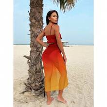Azul Traje De Baño Sexy Bikini Para Mujer Con Falda 3 Piezas - Naranja - Ver 7