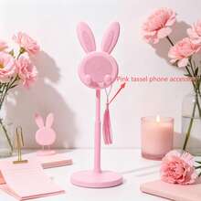 4pcs/2pcs/1pc - ABS Material - Adjustable Height - Cartoon Rabbit Phone Stand, Desktop Height Adjustable Telescopic Tablet Holder For Learning, Suitable For Office, Study, Cooking, Travel, Live Streaming, Desktop, Home Relaxation And Other Scenarios, Back To School/Back To Campus/Halloween/Christmas Essential Item - New Rabbit Stand - View 4