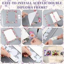 4 Style 2026 8.5x11 Floral Acrylic Graduation Certificate Frame Pressed Flower Wall Mount Floating Picture Frame 11x14 A4 Photo For Diploma Degree Document Memory Picture Gift - Multi Flower - View 7