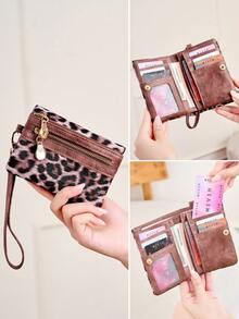 FOREVER MIYIN Billeteras pequeñas con correa de muñeca con estampado de leopardo minimalista para mujeres, billetera con múltiples ranuras para tarjetas, billetera de muñeca plegable, uso diario, útiles escolares, monedero - Multicolor - Ver 11