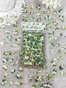 6pcs/Pack Vintage Floral PET Stickers, Botanical Jasmine & Daisy Nail Art Decals For DIY Manicure, Scrapbooking, Journaling, Planner, Photo Album, Card Making & Craft Decoration - Dream Flower Language - View 13