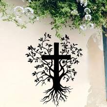 HELLOYOUNG 1pc Vintage Jesus Cross Metal Wall Art | Iron Religious Sculpture Suitable For Living Room, Bedroom, Church - Ideal Gift Spiritual Home Decor Perfect For Home, Office, Bedroom, Patio, Kitchen, Yard Wall, Coffee Shop, Ballroom, Bar, Country, Farmhouse Decoration, Housewarming Gift, Birthday Gift, Antique Collector Birthday - Multicolor - View 6