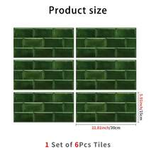 橄欖綠復古地鐵磚貼紙 30x15cm 可移除自黏防水牆飾，適用於廚房防濺牆、浴室櫥櫃、租屋裝飾 - B - 查看 11