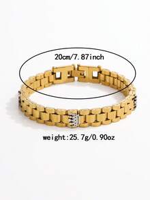 1pc Three Crown Design Stainless Steel Bracelet, Fashionable & Unique Men's/Women's Jewelry, Suitable For Daily Wear - Gold - View 5
