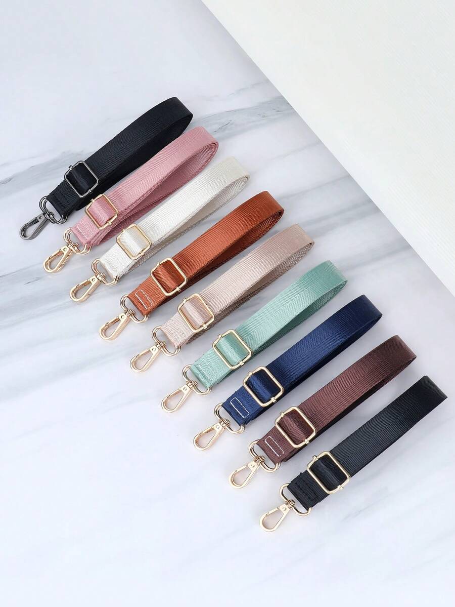 Adjustable Nylon Bag Strap, Solid Color Replacement Crossbody Shoulder Strap, Universal Handbag Shoulder Bag Backpack DIY Bag Accessory, Durable Metal Hook - Gold - View 1