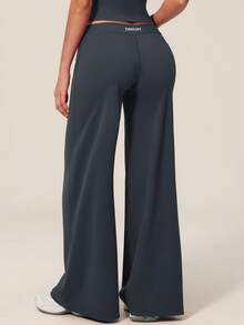 TimeOff Women's 1pc Solid Color Draped Wide Leg Pants - Grey - View 10