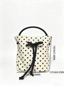 Bolso cubo de lunares estilo japonés & coreano minimalista Ins lindo nicho verano nuevo bolso pequeño versátil de lunares lindo - Blanco - Ver 7