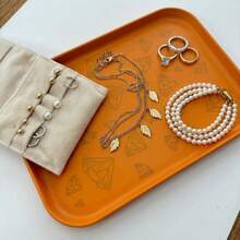 Square Multi-Purpose Countertop Tray, Vintage Diamond Fashion Pattern, Daily Accessory And Decor Storage Tray, Jewelry Box And Organizer > Jewelry Tray Decorative Tray, Used For Bathroom Toiletries Tray, Cosmetic Storage Tray, Jewelry Key Display Tray - Orange - View 1