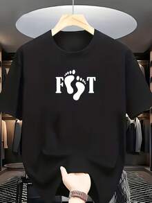 And A Footprint Design On The Front. The Fusion Of Letters And Footprints Shows A Playful Expression Related To Walking And Steps, With An Overall Style That Is Simple But Creative. - Black - View 1