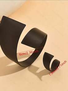 2pcs/Set Fashion Exaggerated European & American Hip-Hop Gothic Style Black Asymmetrical Wide Cuff Bracelet & Ring Set, Suitable For Women's Daily, Party, Banquet Matching - Black - View 5