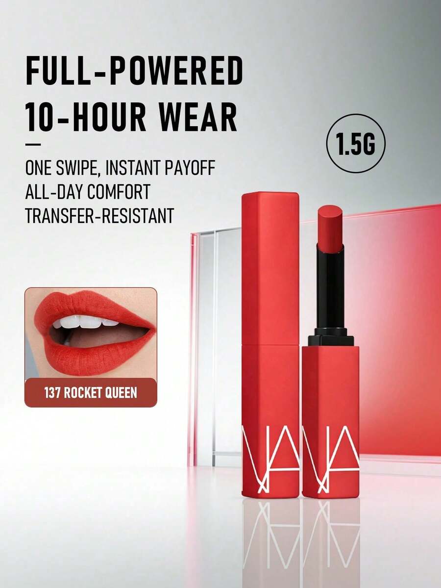 Nars Powermatte 霧面唇膏 #137 Rocket Queen (橘紅色) 1.5g/0.05 Oz | 霧面妝效 | 持久顯色 | 一抹上色 | 全天舒適 | 抗暈染 | 高飽和色彩 | 奶油轉霧面質地 | 輕盈 - 137 Rocket Queen - 1.5g - 查看 1