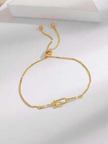 pieza de pulsera minimalista, elegante y versátil con circonitaúbica brillante, cadena giratoria de dobleírculo, regalo de moda para mujeres, chicas, fiestas, graduaciones, novias, - Oro amarillo - Ver 6