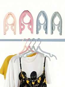 10pcs Travel Hangers, Portable Folding Hangers (No Clip), Foldable Drying Rack, Anti-Slip Design, Suitable For Retail Stores And Cruise Travel Essentials (Random Color) - Multicolor - View 6