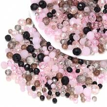 1 Pack Grey-Pink Glass Crystal Point Beads, Random Color Shades (Random Quantity Per Color) - Grayish Pink - View 4