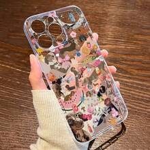 1 pieza Funda de teléfono con patrón de perro salchicha transparente de TPU con cobertura completa - Multicolor - Ver 4