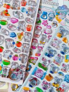 3D Embossed Crystal Animal Stickers - Decorative Decals For Backpacks, Pencil Cases, Children's Toys - Multicolor - View 7