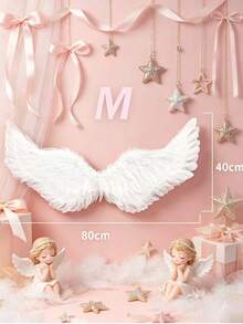 1 Paar S & M Größe rein weiße flauschige Feder Engelsflügel, leichte romantische Feenstil weit gespreizte Flügel, Geburtstagsparty Foto-Requisiten Cosplay Dekorationszubehör - Mehrfarbig - Übersicht 6