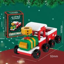 Micro-Particle Mini Christmas Theme Building Blocks Series, ABS Material, Includes: Santa Claus With Gift, Christmas Tree, Reindeer, Blue Hat Snowman, Wooden Bear, Small Train And Other Christmas Building Blocks Gift. Children's Stacking Blocks Toy Set, Soft Stress Relief Item, Creative DIY Educational 3D Handmade Assembly Toy. - Multicolor - View 11