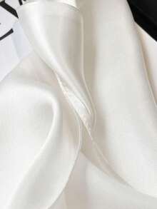 1pc Soft Solid Color Minimalist Polyester Silk-Like Square Scarf, Headband Headwrap, Suitable For Styling - White - View 6