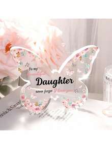 1pc Decorative Craft Gift, Cute Birthday Gift For Daughter, Acrylic Butterfly Shaped Souvenir, Birthday/Graduation Gift From Parents To Lovely Daughter - Baby Pink - View 12