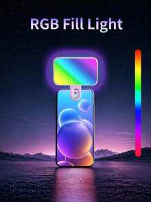 Luz de Videoconferencia RGB con Clip para Teléfono, Modo RGB + Modo de Luz Blanca, Luz de Relleno LED Regulable con Clip, Adecuada para Portátil, Llamada de Zoom, Transmisión en Vivo, Tableta, Maquillaje, Luz de Cámara Recargable - RGB - Ver 8