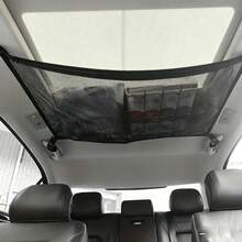 1pc Car Roof Storage Mesh Pocket, Elastic Hanging Bag, Car Interior Organizer Bag, Travel Supplies Storage Bag - A - View 4
