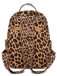 Mochila de mujer con estampado de leopardo de moda - Amarillo - Ver 4