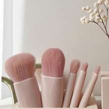 5-Piece Professional Makeup Brush Set With Mirror And Travel Storage Case; Hypoallergenic Synthetic Bristles, Suitable For Sensitive Skin; Exquisite Gift Packaging; Portable Makeup Set, Perfect For Brides, Travel And Quick Touch-Ups. - One Size Fits All - View 3