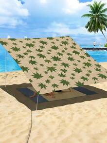 1pc Plant Leaf Floral Print Design Sunshade Awning, Outdoor Shade Cloth And Canopy, 2D Flat Printed Tent, Washable, Suitable For Garden, Camping, Beach, Yard, Poolside And More, Poles Not Included - Multicolor - View 19