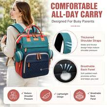 Baby Carrier Diaper Bag Essential Tote Bag For Baby Travel , Travel Storage Bag, Multi-Functional Waterproof Diaper Bag, Stroller Strap Pacifier Box - Blue-green - View 2