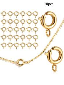 Small Spring Round Jewelry Clasps For Necklaces, Bracelets & DIY Crafts, Silver & Gold Plated - Multicolor - View 10