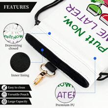 1PC Wine Style Golf Bag With Drawstring Closure, Portable Durable Faux PU Golf Ball Pouch - Premium Accessory For Men Golfers - Perfect Gift - Multicolor - View 7