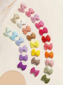 40pcs Baby Hair Clips, Mini Snap Clips, Pastel Color, Bow Decor, Suitable For Baby Girls, Non-Slip Barrettes, Especially Suitable For Newborns With Fine Soft Hair, Holiday Party Baby Hair Accessories - Multicolor - View 3