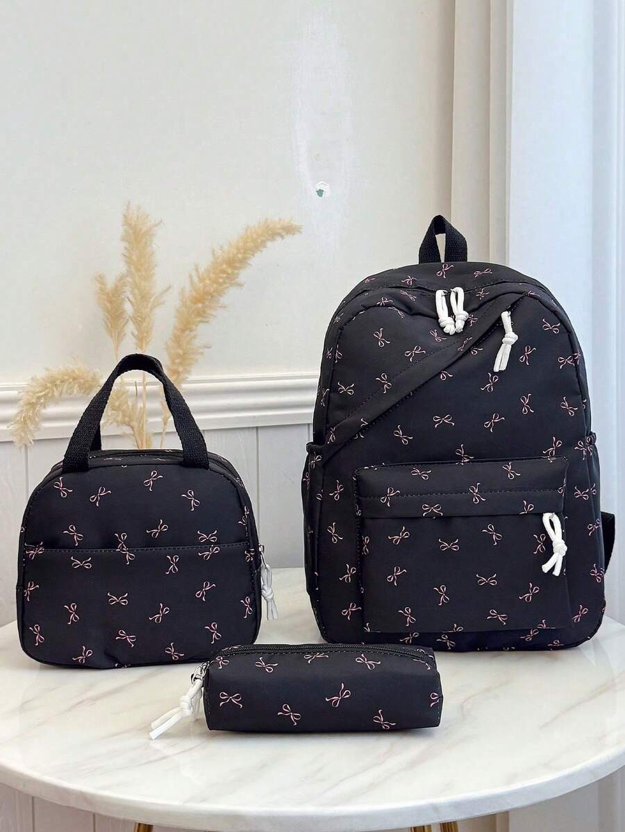 Fashionable Versatile Women's Handbag With Small Floral Print, Double Backpack Combination, School Backpack For Students - Blue - View 1