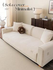 1PC Linen-Like Pet-Resistant Non-Slip Sofa Cushion, Label-Decorated Simple Style Mat, Four-Season Universal Machine-Washable Sofa Protector Cover. - Multiple Styles 1 - View 3