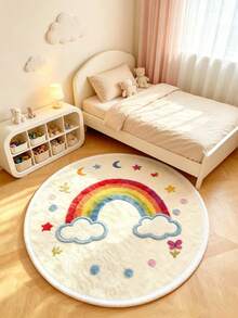1pc, Cartoon City Road Round Rug, Sweet Rainbow Round Rug, Pink Heart Colorful Polka Dot Modern Round Area Rug, Educational Game Mat, Decorative Rug, Modern Round Area Rug, Pattern, Rug, Bedroom Decor, Small Rug, Rug, Home Decor, Living Room Rug, Living Room Small Rug, Bedroom Rug, Living Room Home Decor, Washable Rug, Plush Rug, Thickened Rug, Thick Rug, Fuzzy Rug, Fluffy Rug, Autumn/Winter Rug, Thickened/Plush - Multicolor - View 4