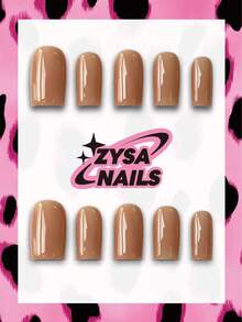Zysa Medium Square Solid Nude Press On Nails, Glossy Natural Jelly Nude Full Cover Fake Nails, Minimalist Coquette Eid Ramadan Daily Bridal Reusable False Nails For Work Wedding Casual Elegant Basic Manicure Y2K Summer Nails Back To School Graduation - Multicolor - View 1