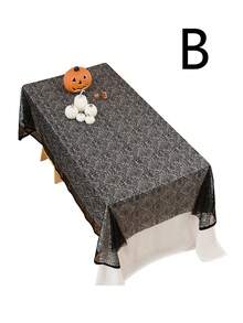 Halloween Black Lace Spider Web Tablecloth, Party Dining Table Decor Hollow Spider Tablecloth, Halloween Party Dining Table Arrangement Decoration Table Runner, Holiday Gathering Dining Table Atmosphere Decoration Supplies, Halloween Home Fireplace Mantel Decoration - Multiple Styles - View 11