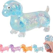 1pc Cute Transparent Shiny Dachshund Squeeze Toy, Maltose Material Slow Rebound Stress Relief Toy, Squishy Stress Relief Toy, Portable Shiny Dog Stress Ball, Suitable For Work, Back To School Season Relaxation, Daily Decoration - Multicolor - View 8