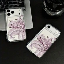 Funda de teléfono: Carcasa transparente con diseño de flor de lirio morado, compatible con iPhone 17 Pro Max, 17 Pro, 17 Plus, 17, 16 Pro Max, 16 Pro, 16 Plus, 16, 15 Pro Max, 15 Pro, 15 Plus, 15, 13 Pro Max, 13 Pro, 13 Plus, 13. - Multicolor - Ver 3
