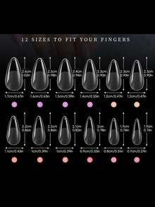 120pcs Short Almond Shaped Acrylic Nail Tips, Pre-Formed Semi-Matte Full Coverage Square Transparent Gel Press-On Fake Nails For Nail Extension, Home DIY Manicure - 彩色 - 查看 9