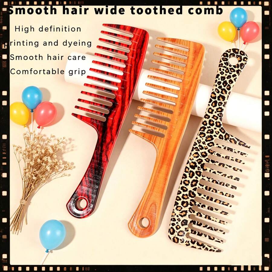 Wide-Tooth Comb For Curly And Permed Hair, Women's Long Hair Home Use, Large Size Hair Combing Tool, Styling Coarse-Tooth Wide-Tooth - Multicolor - View 1