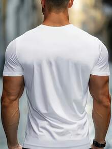 Men's Short-Sleeved T-Shirt, Lightweight And Elegant, With A Round Neck Design, Simple And Exquisite "ROMA ITALY" Print, Modern And Simple Design. - White - View 2