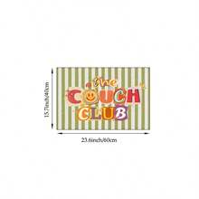 1pc Retro The Couch Club Typography Canvas Wall Art Green Striped Poster Cute Aesthetic Smiling Face Print For Dorm Living Room Decor Unframed , Framed Or Wooden Hanging Scroll - Pattern - View 9