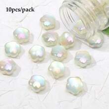 beadia 10顆 10mm 精緻貓眼梅花壓克力貝殼光澤珠,適用手鍊、項鍊、珠飾吊墜、珠飾配件裝飾珠 - 花朵 - 查看 12